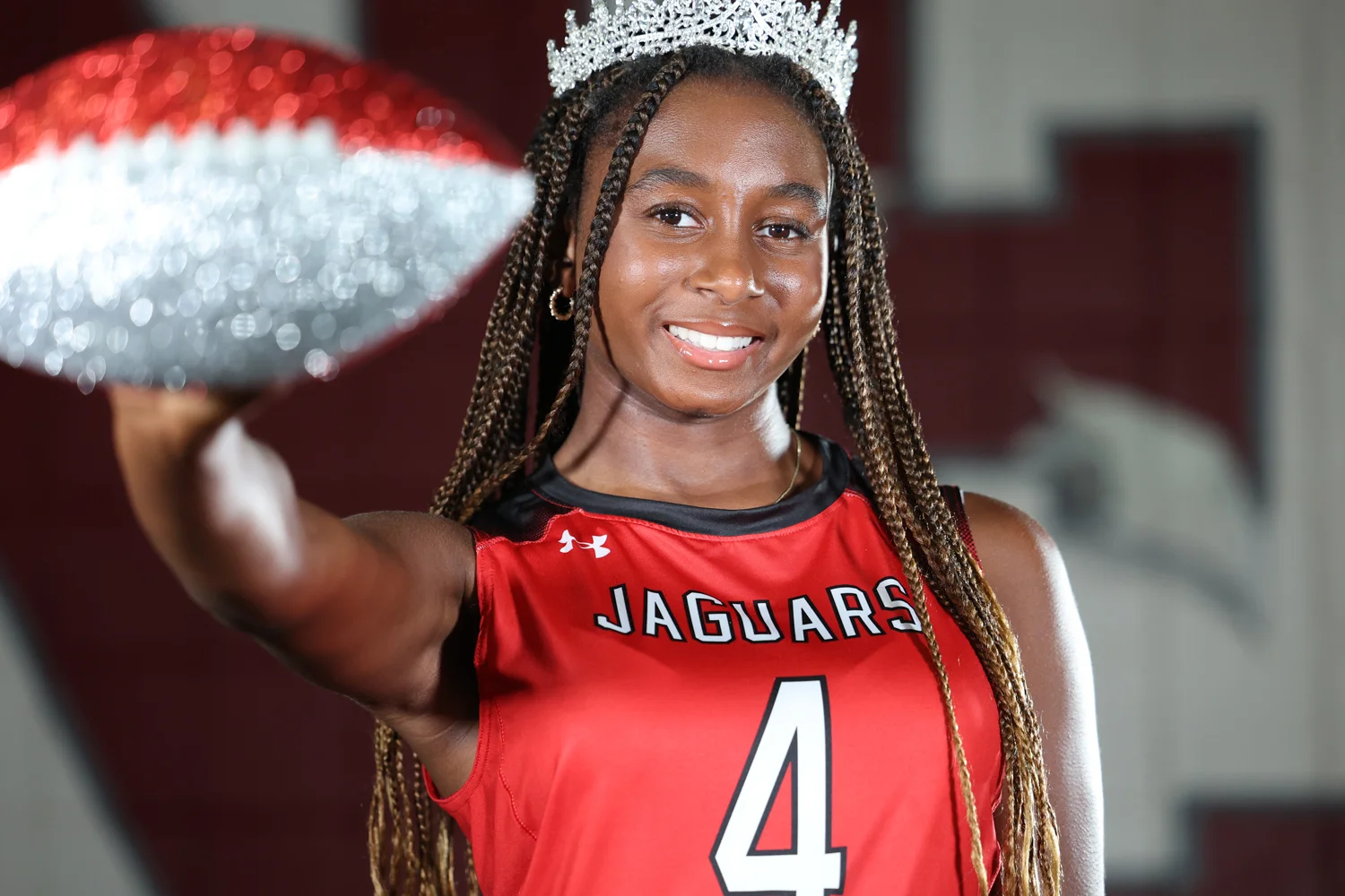 Flag Football Player all smiles on Media Day 2026
