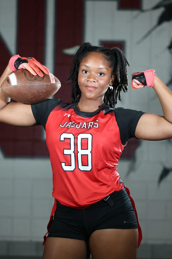 Flag Football Player Flexing on Media Day 2026
