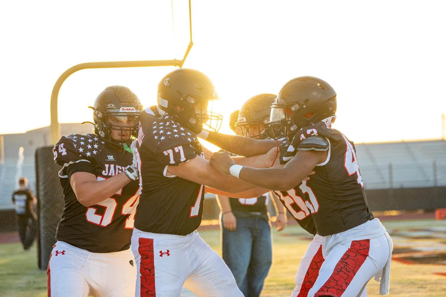 Lineman getting ready during warmups