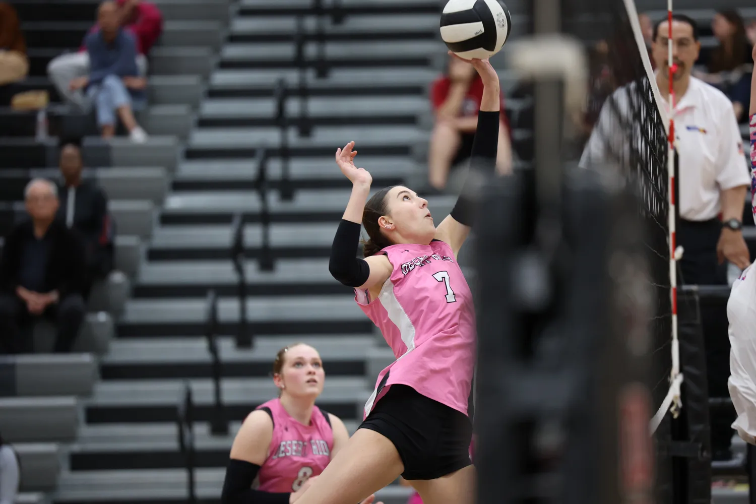 Girls Volleyball hitting the ball back to Marana