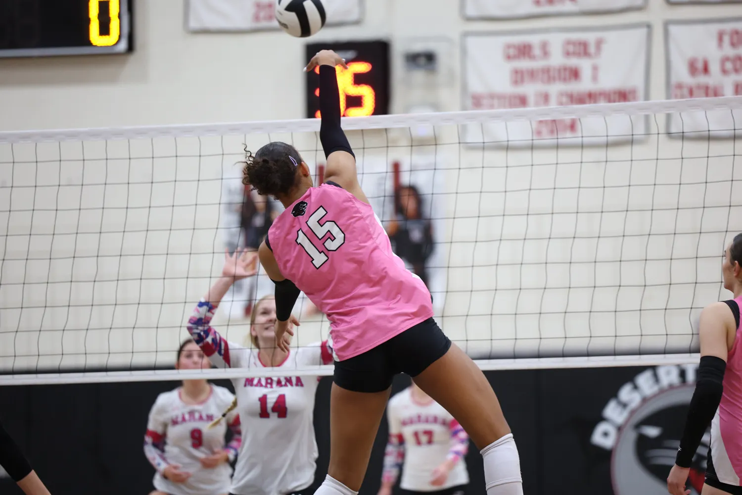 Girls Volleyball Big hit of the ball