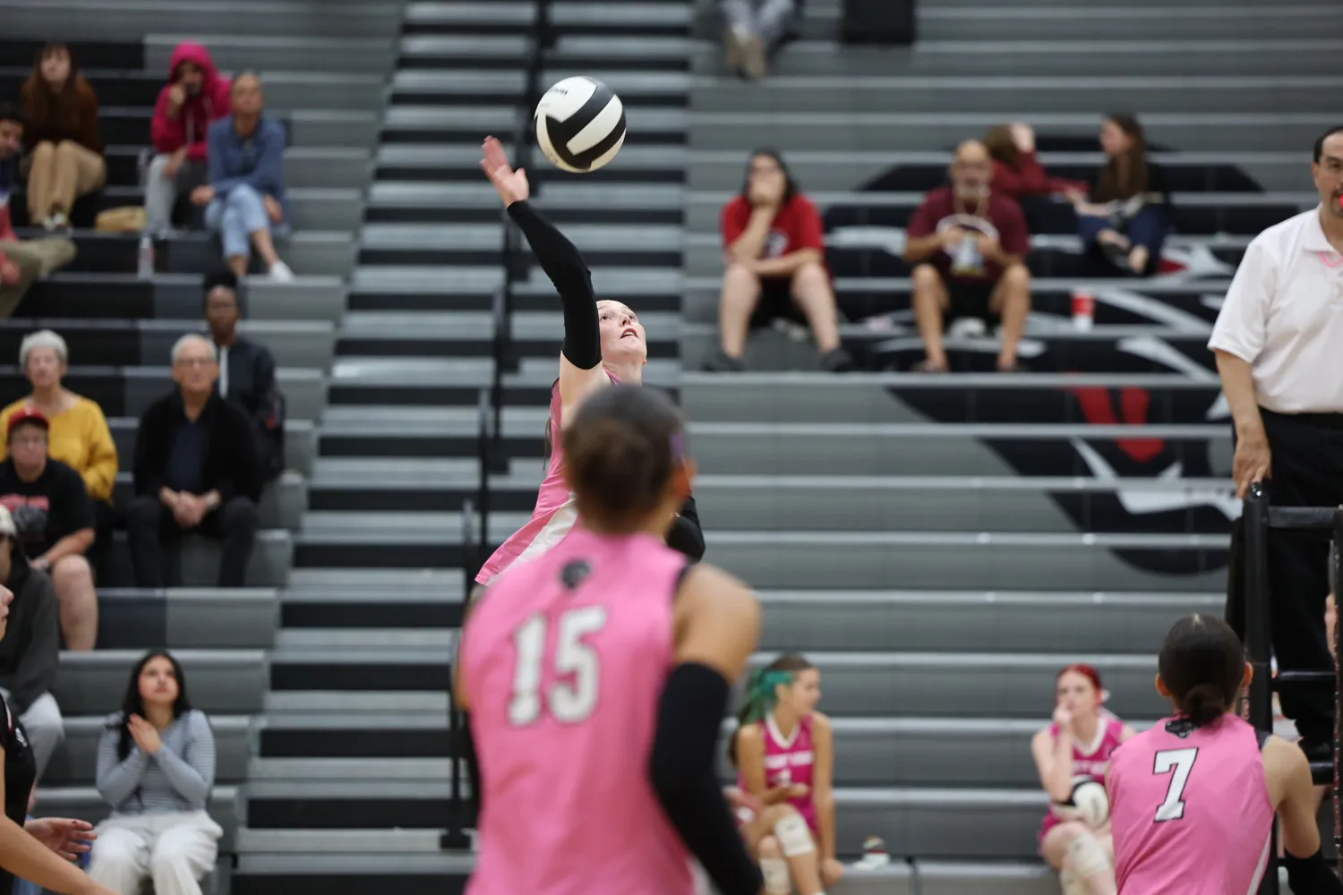 Girls Volleyball hitting the ball